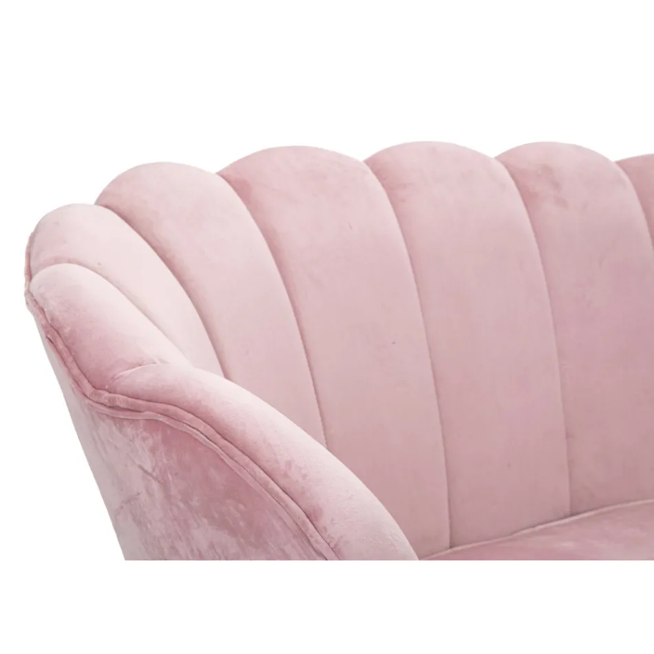 Divanetto 2 Posti Moderno in Velluto con Piedini in Ferro Dorato - Annina Viadurini