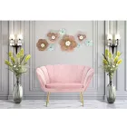 Divanetto 2 Posti Moderno in Velluto con Piedini in Ferro Dorato - Annina Viadurini