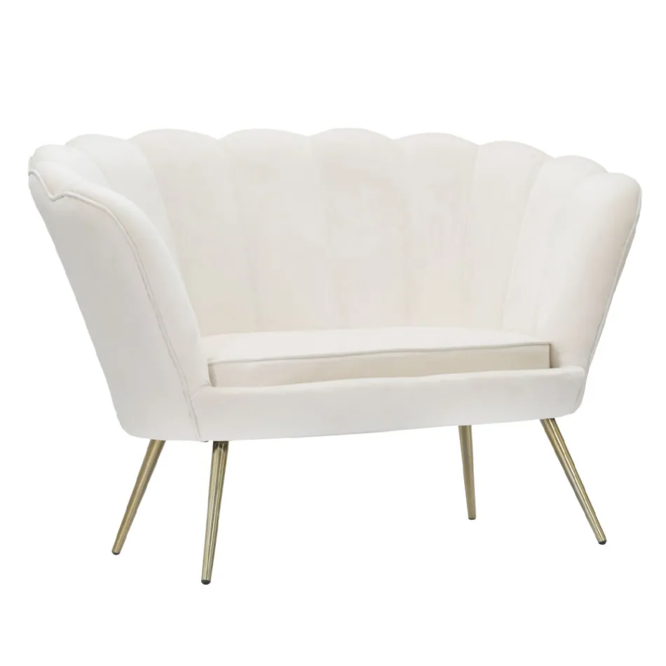 Divanetto 2 Posti Moderno in Velluto con Piedini in Ferro Dorato - Annina Viadurini