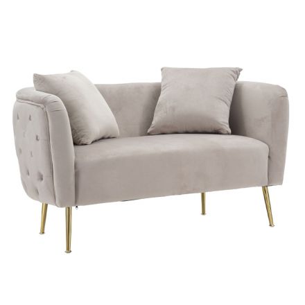 Divanetto a 2 Posti Rivestito in Velluto con Piedini in Ferro - Annetta Viadurini