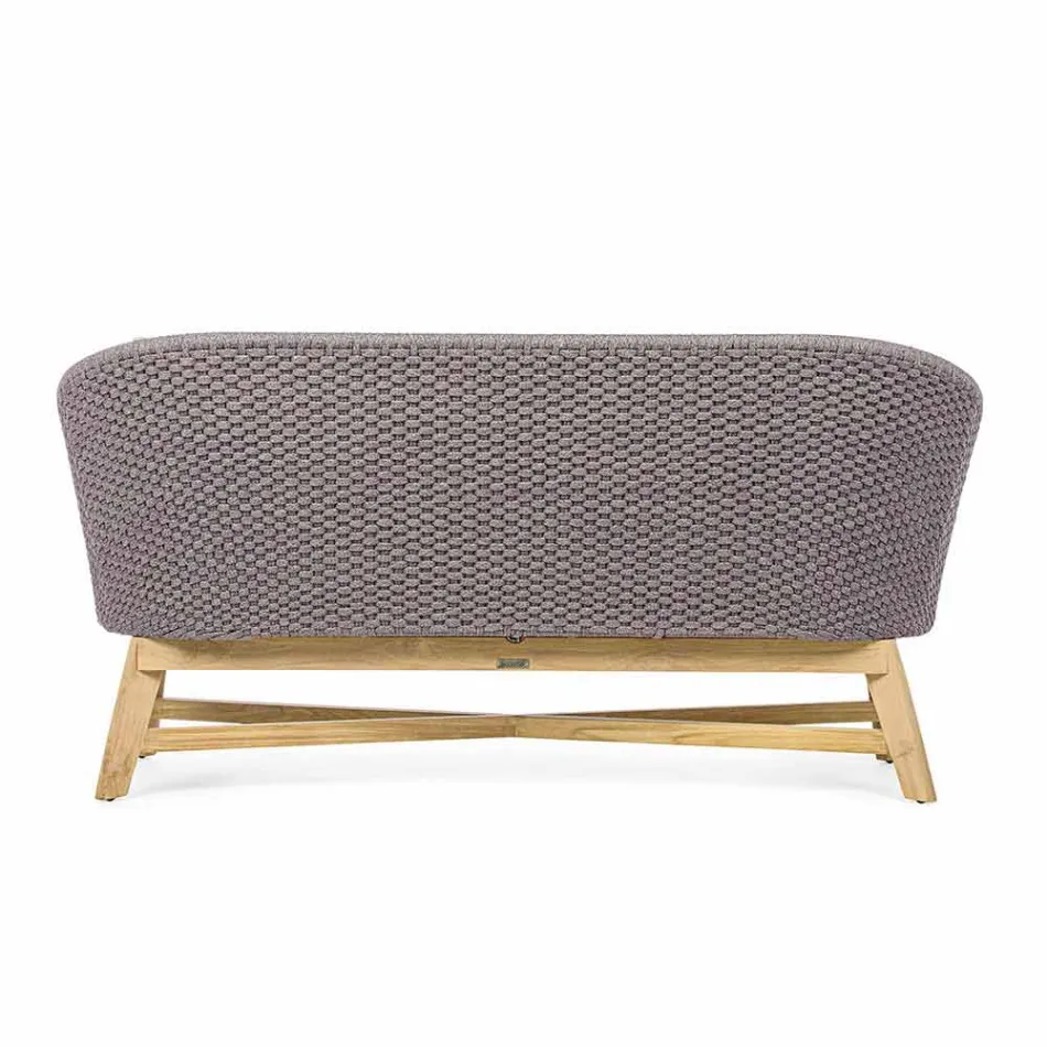 Divano 2 Posti da Esterno in Tessuto con Struttura in Teak, Homemotion - Azeno Viadurini