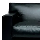 Divano 2 Posti in Pelle con Piedini in Legno Noce Made in Italy - Alessandria Viadurini