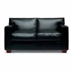 Divano 2 Posti in Pelle con Piedini in Legno Noce Made in Italy - Alessandria Viadurini