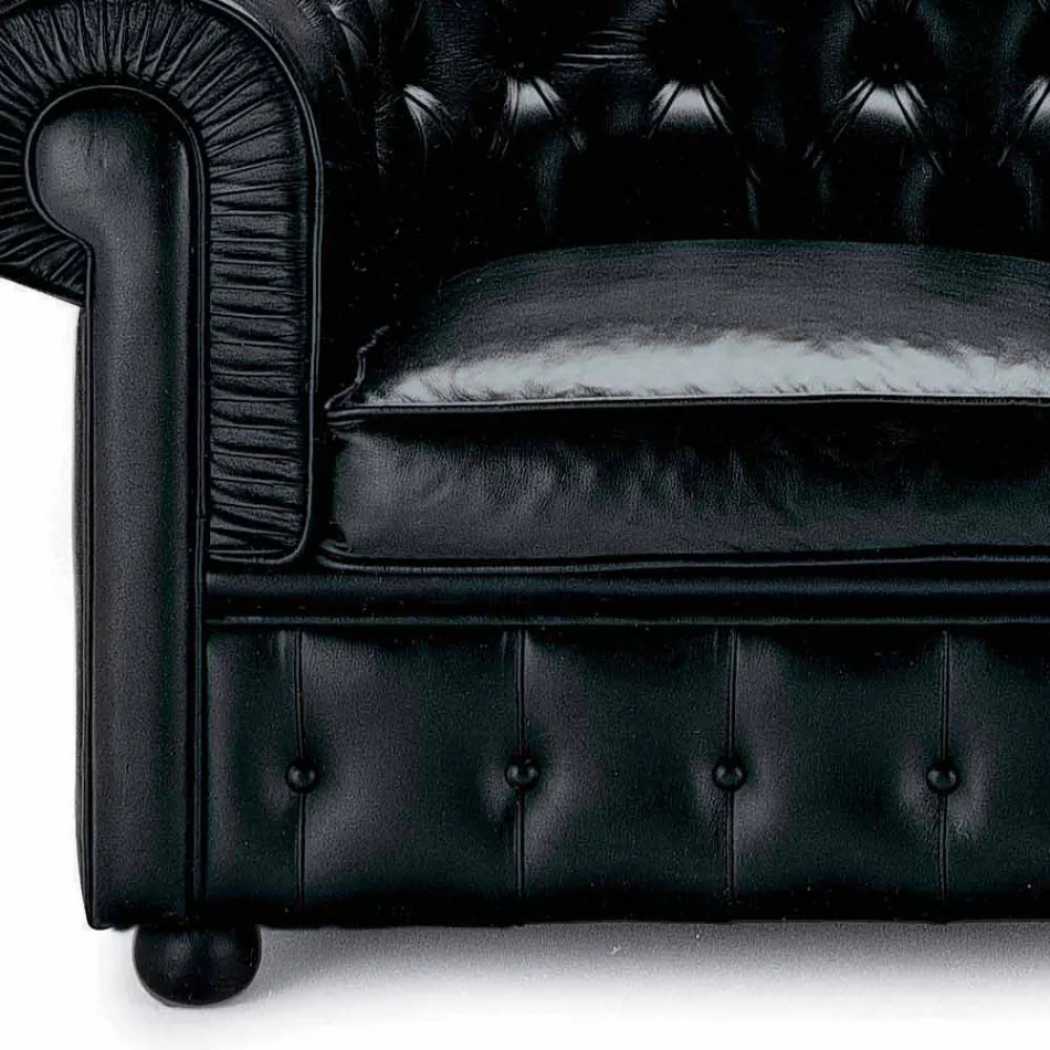 Divano 2 Posti Rivestito in Pelle con Piedini in Legno Made in Italy - Idra Viadurini