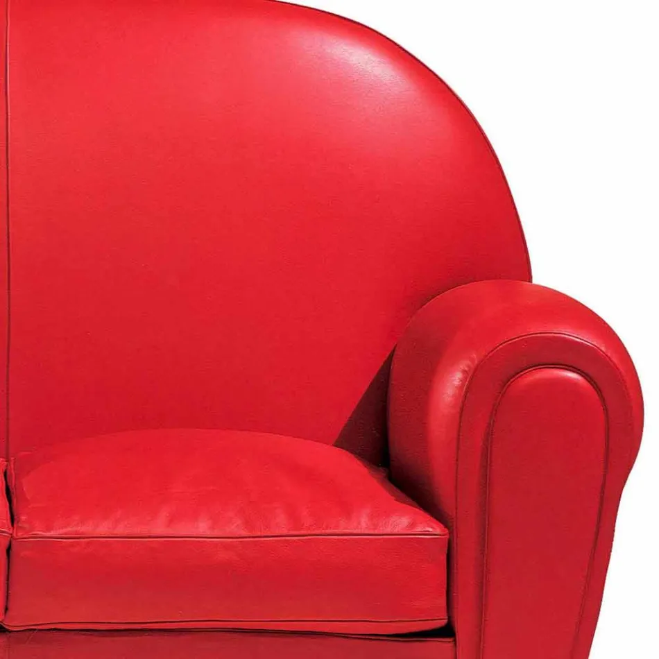 Divano 2 Posti Rivestito in Pelle con Piedini Laccato Made in Italy - Pegolo Viadurini