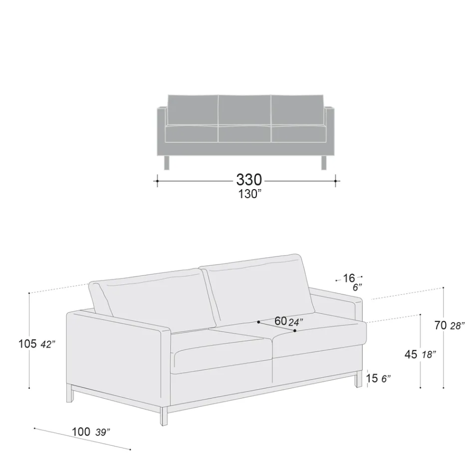 Divano 3 Posti da Salotto in Pelle, Legno e Metallo Made in Italy - Bizzarro Viadurini