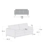 Divano 3 Posti da Salotto in Pelle, Legno e Metallo Made in Italy - Bizzarro Viadurini