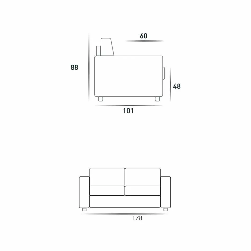 Divano a 2 posti maxi moderno in ecopelle/tessuto made in Italy Mora Viadurini