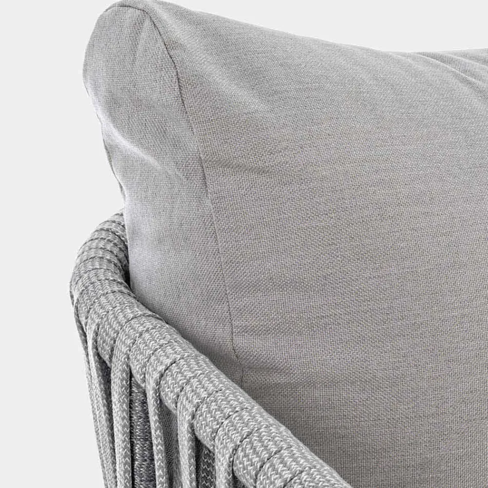 Divano a 3 Posti da Esterno di Design Bianco e Grigio Homemotion - Rubio Viadurini