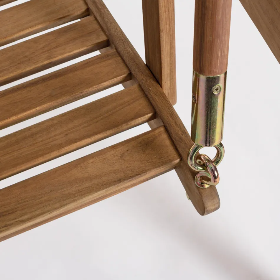 Divano a Dondolo da Giardino 2 Posti in Legno di Acacia con Telo Bianco - Roxen Viadurini