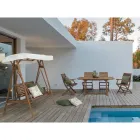 Divano a Dondolo da Giardino 2 Posti in Legno di Acacia con Telo Bianco - Roxen Viadurini