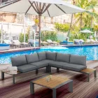 Divano Angolare con Tavolino per Esterni e Interni in Alluminio - Mettre Viadurini