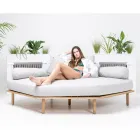 Divano Angolare Esagonale da Giardino in Teak e Corda - Bellatrix Viadurini