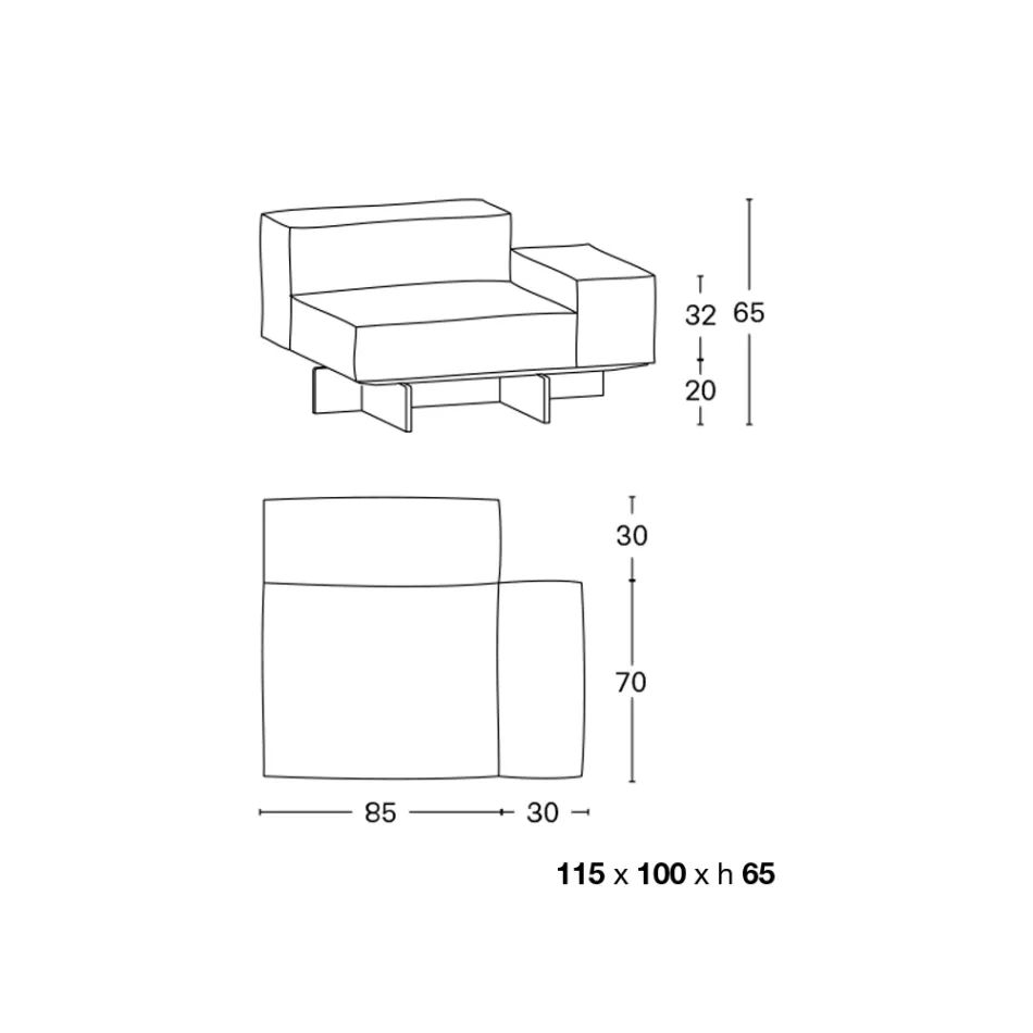 Divano Angolare Sinistro con Base in Vetro Extrachiaro Made in Italy - Rory Viadurini