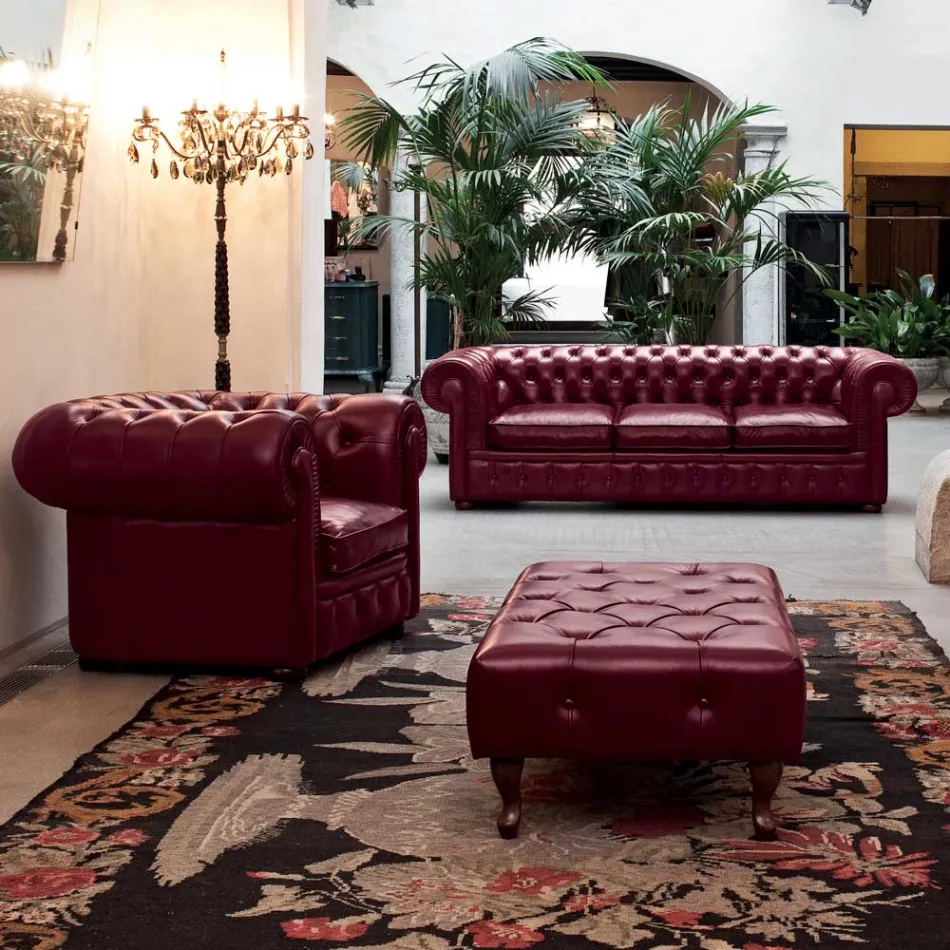 Divano Classico con Piedini a Cipolla in Legno di Faggio Made in Italy - Spassoso Viadurini