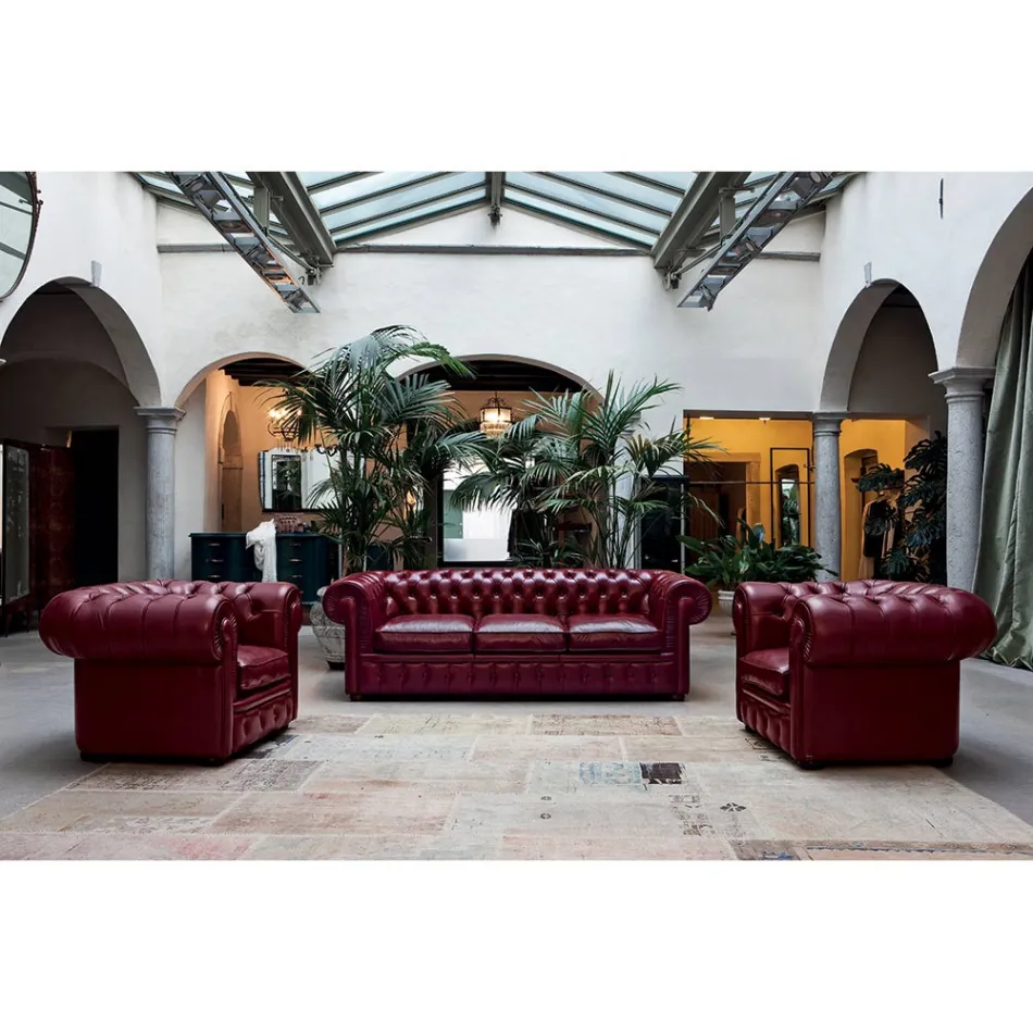 Divano Classico con Piedini a Cipolla in Legno di Faggio Made in Italy - Spassoso Viadurini