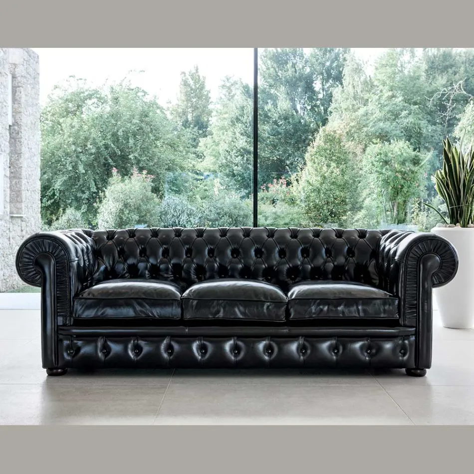 Divano Classico con Piedini a Cipolla in Legno di Faggio Made in Italy - Spassoso Viadurini