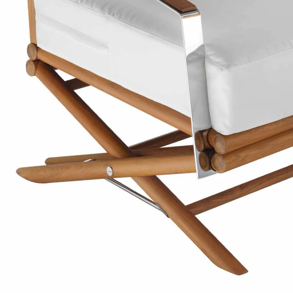 Divano da Esterno a 3 Posti in Legno Naturale o Nero e Tessuto di Lusso - Suzana Viadurini