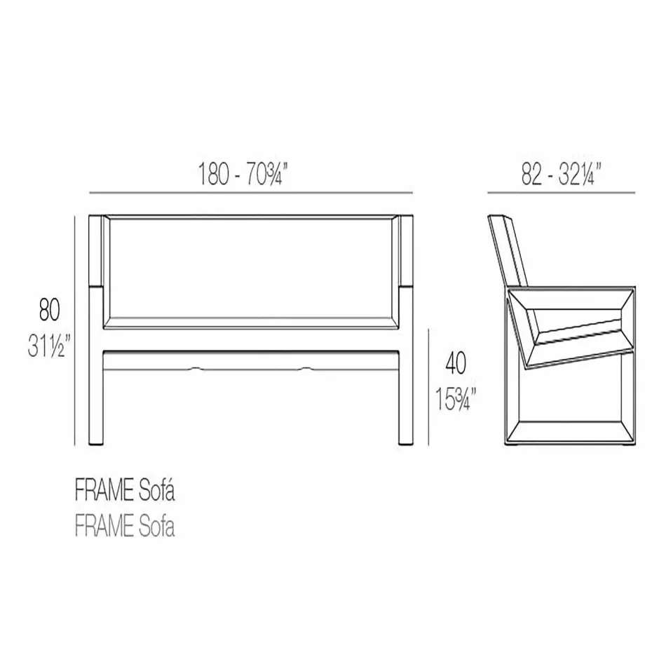 Divano da esterno Frame by Vondom, in resina di polietilene, di design Viadurini