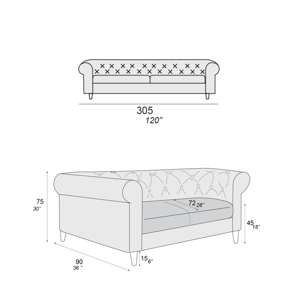 Divano da Interno Disponibile in Diverse Misure Made in Italy - Vivace Viadurini