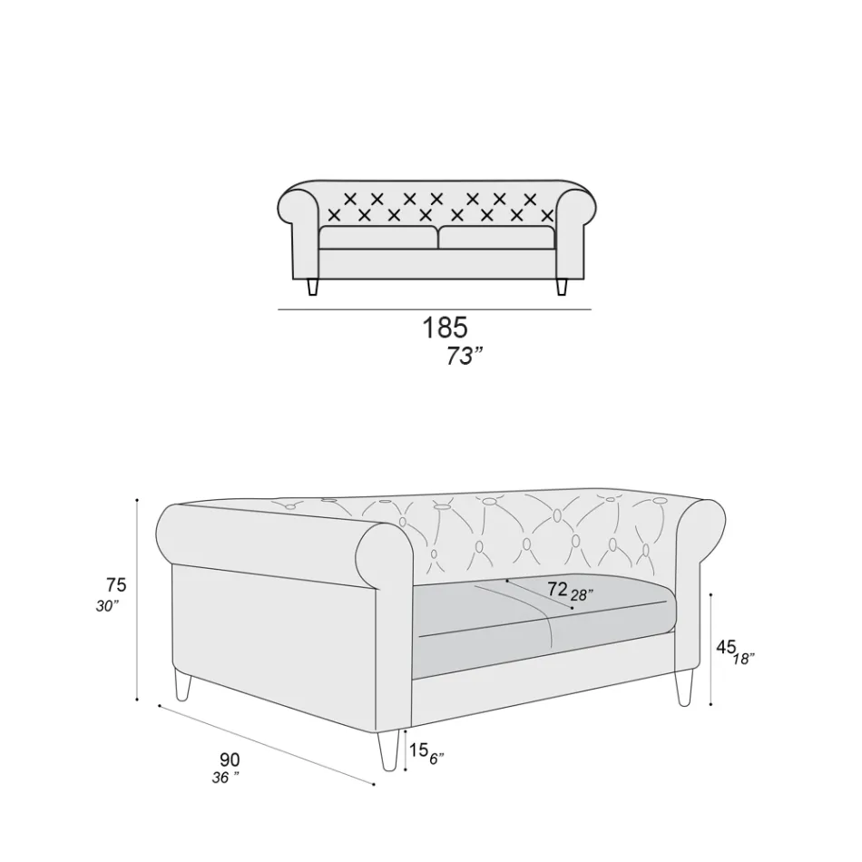 Divano da Interno Disponibile in Diverse Misure Made in Italy - Vivace Viadurini