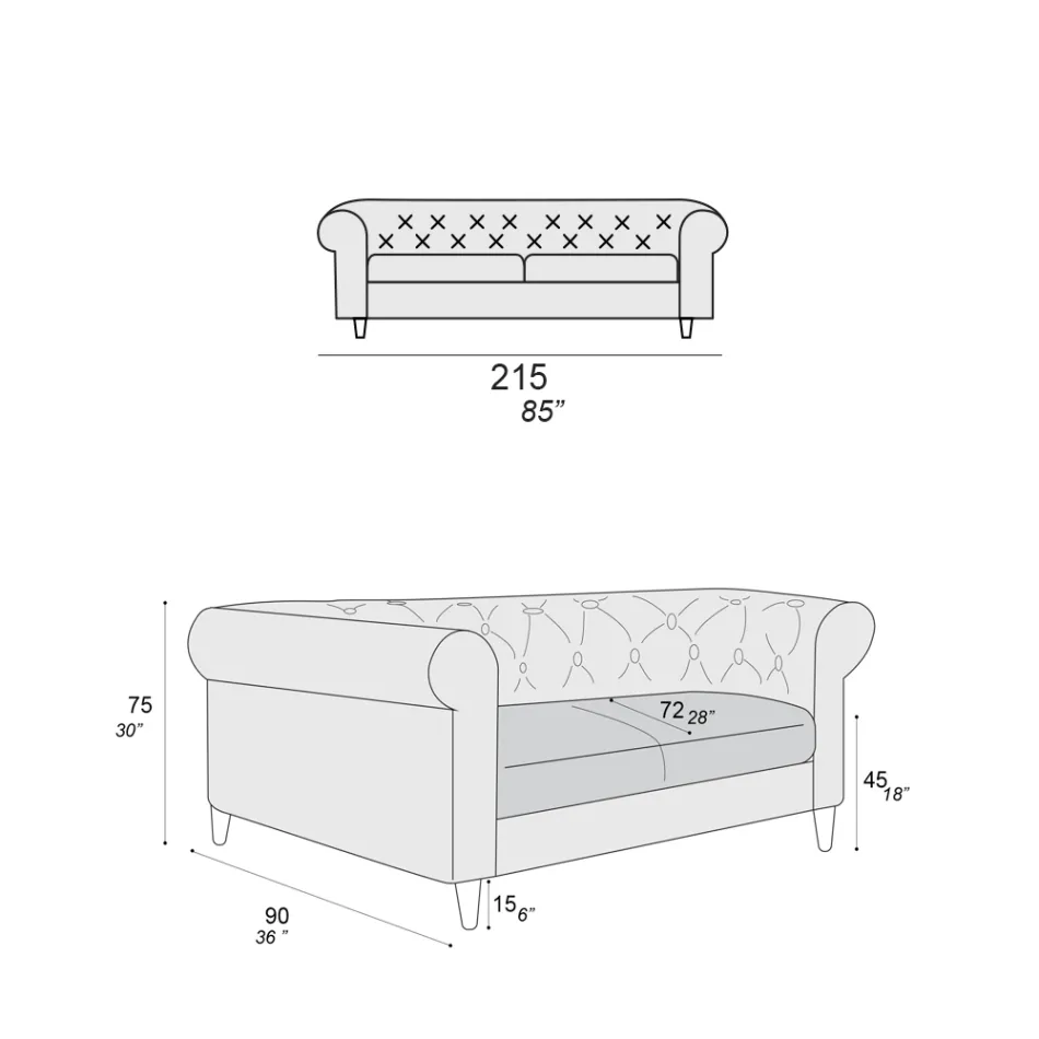 Divano da Interno Disponibile in Diverse Misure Made in Italy - Vivace Viadurini