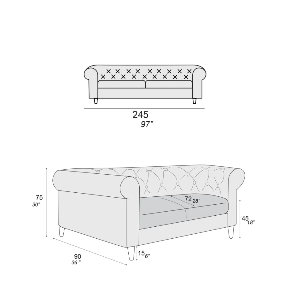 Divano da Interno Disponibile in Diverse Misure Made in Italy - Vivace Viadurini
