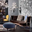 Divano design lusso, 5 schienali in legno massello,made in Italy,Manno Viadurini