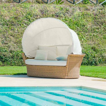 Divano isola relax da giardino con intreccio fatto a mano Hector, design moderno Viadurini