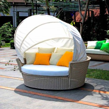Divano isola relax da giardino con intreccio fatto a mano Hector, design moderno
