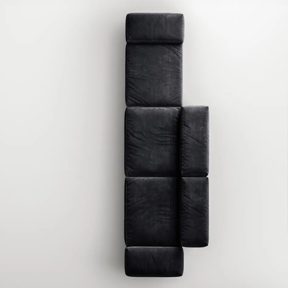 Divano Modulare Moderno con Base in Vetro di Design Made in Italy - Saphir Viadurini