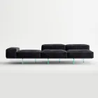 Divano Modulare Moderno con Base in Vetro di Design Made in Italy - Saphir Viadurini