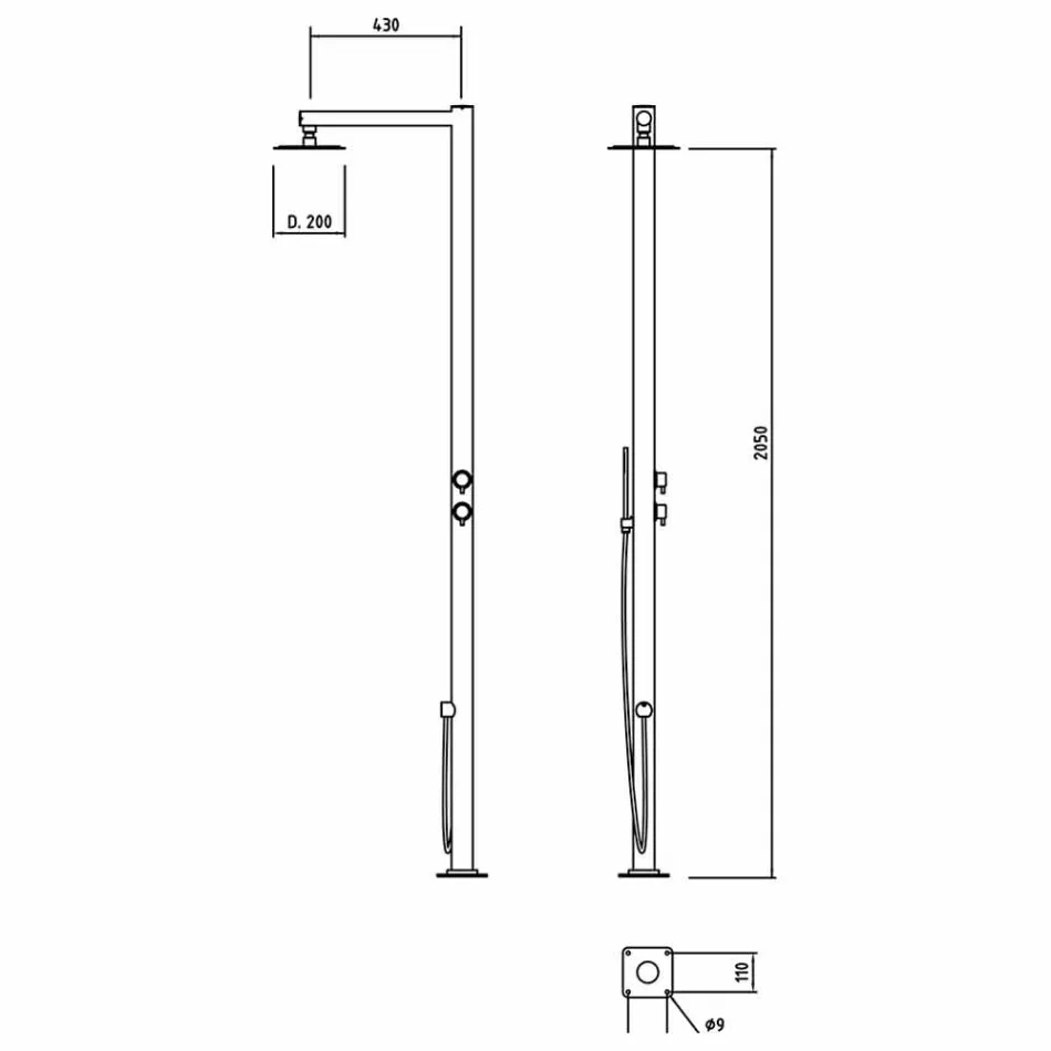 Doccia da Esterno in Acciaio Inox Cromato con Doccetta Made in Italy - Modeo Viadurini