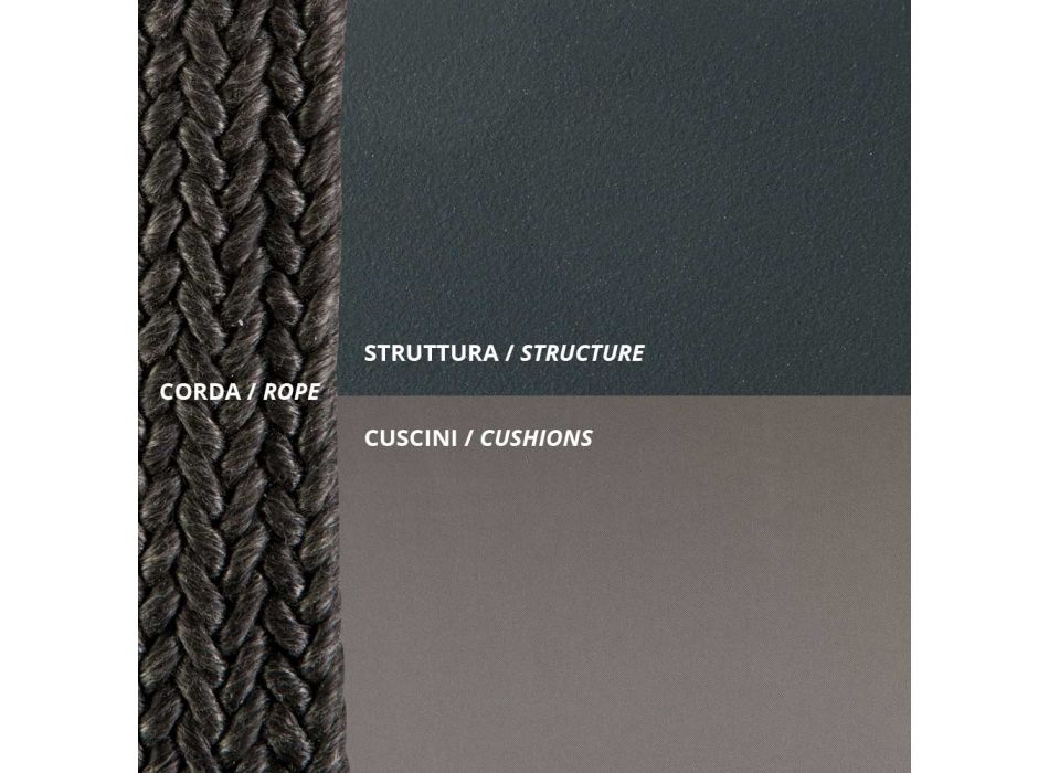 Dondolo 2 Posti in Metallo e Corda con Seduta in Tessuto Made in Italy - Mari Viadurini