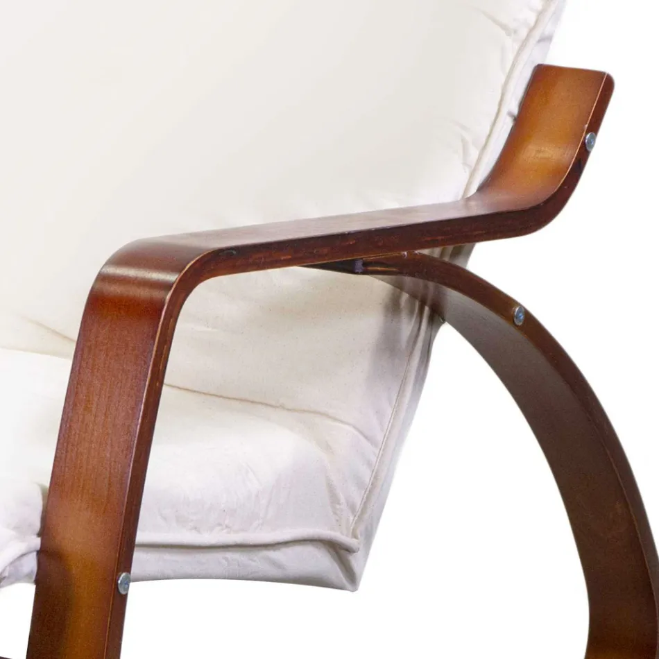 Dondolo da Interno Realizzato in Legno di Betulla e Tessuto - Abissi Viadurini