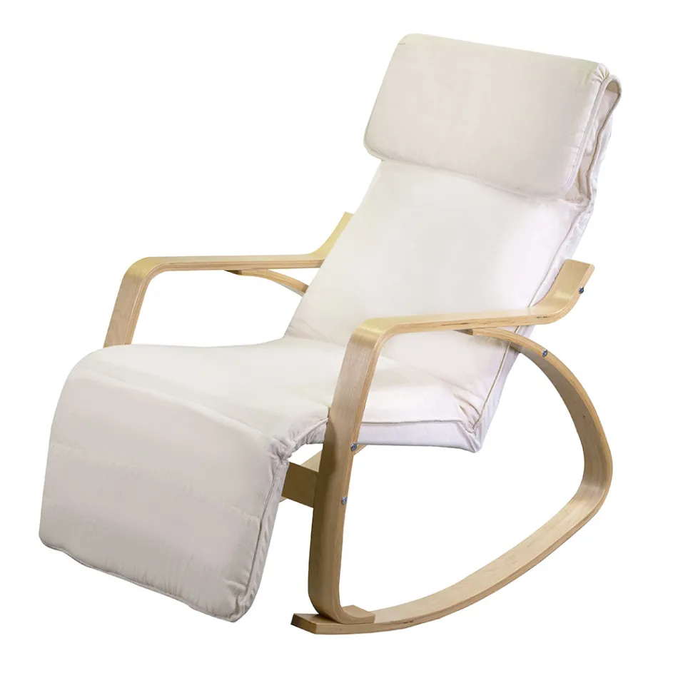 Dondolo da Interno Realizzato in Legno di Betulla e Tessuto - Abissi Viadurini