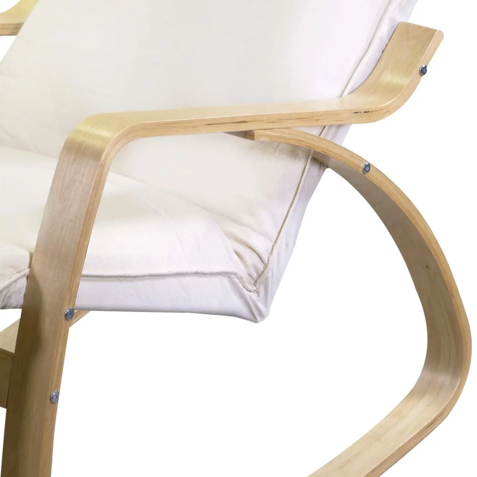 Dondolo da Interno Realizzato in Legno di Betulla e Tessuto - Abissi Viadurini