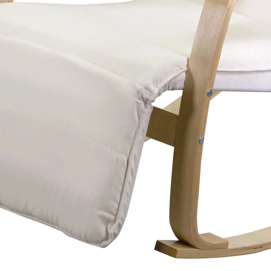 Dondolo da Interno Realizzato in Legno di Betulla e Tessuto - Abissi Viadurini