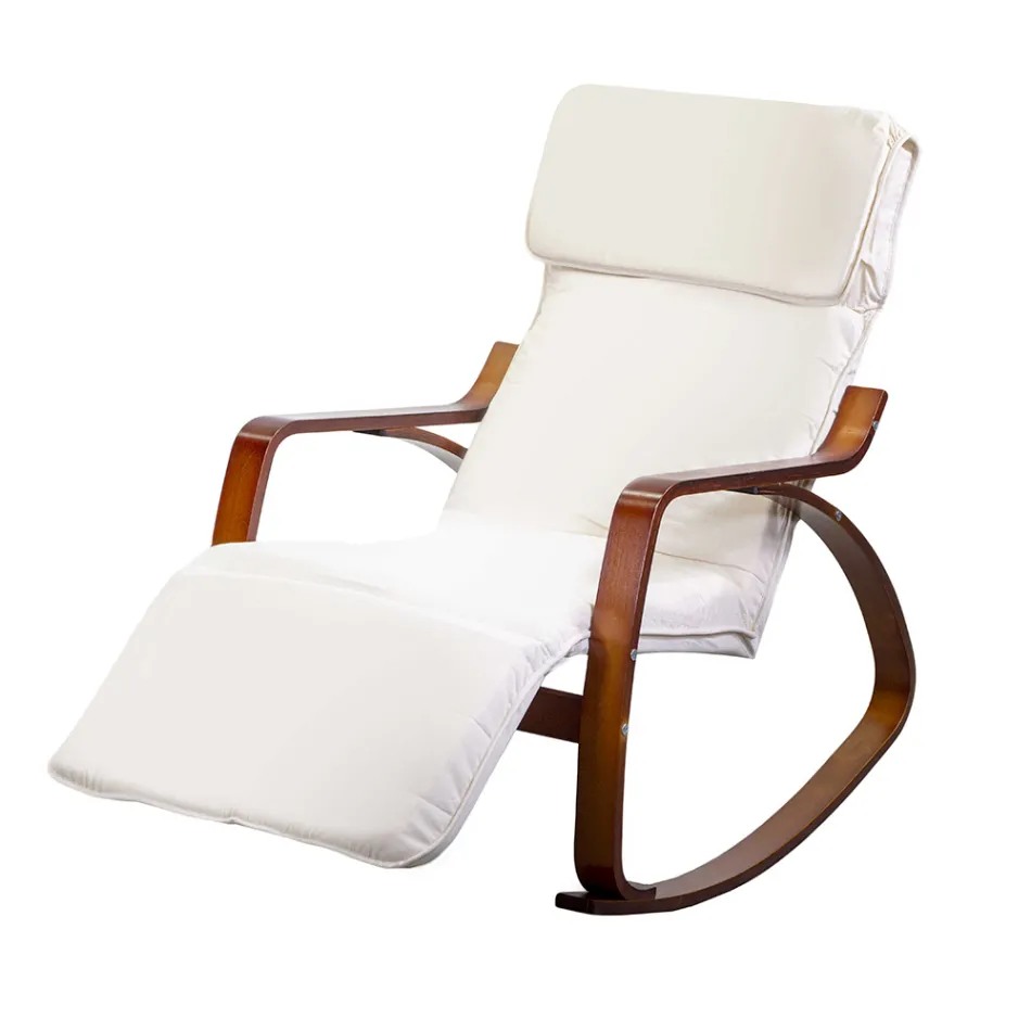 Dondolo da Interno Realizzato in Legno di Betulla e Tessuto - Abissi Viadurini