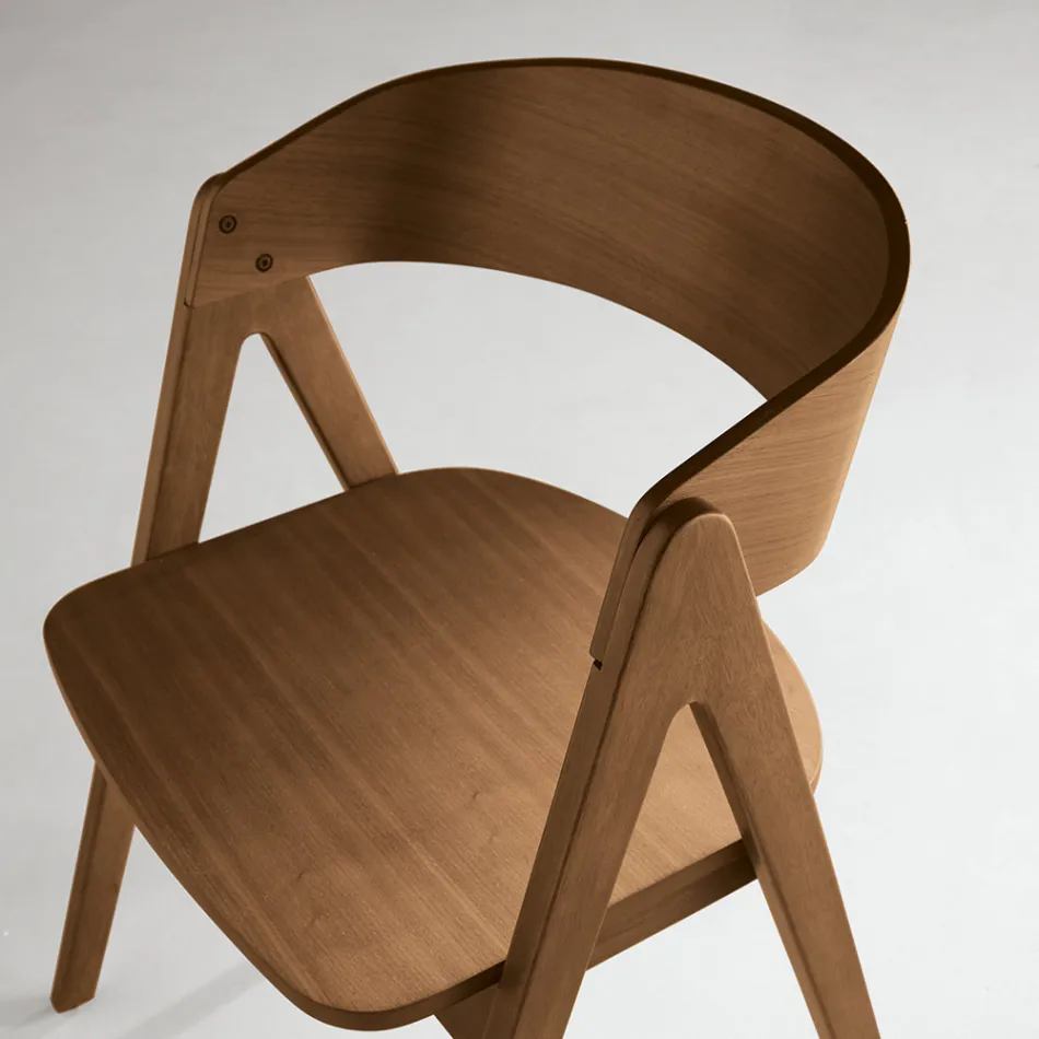 Due Sedie con Finitura Effetto Legno e Schienale Curvato in Due Colori - Vesta Viadurini