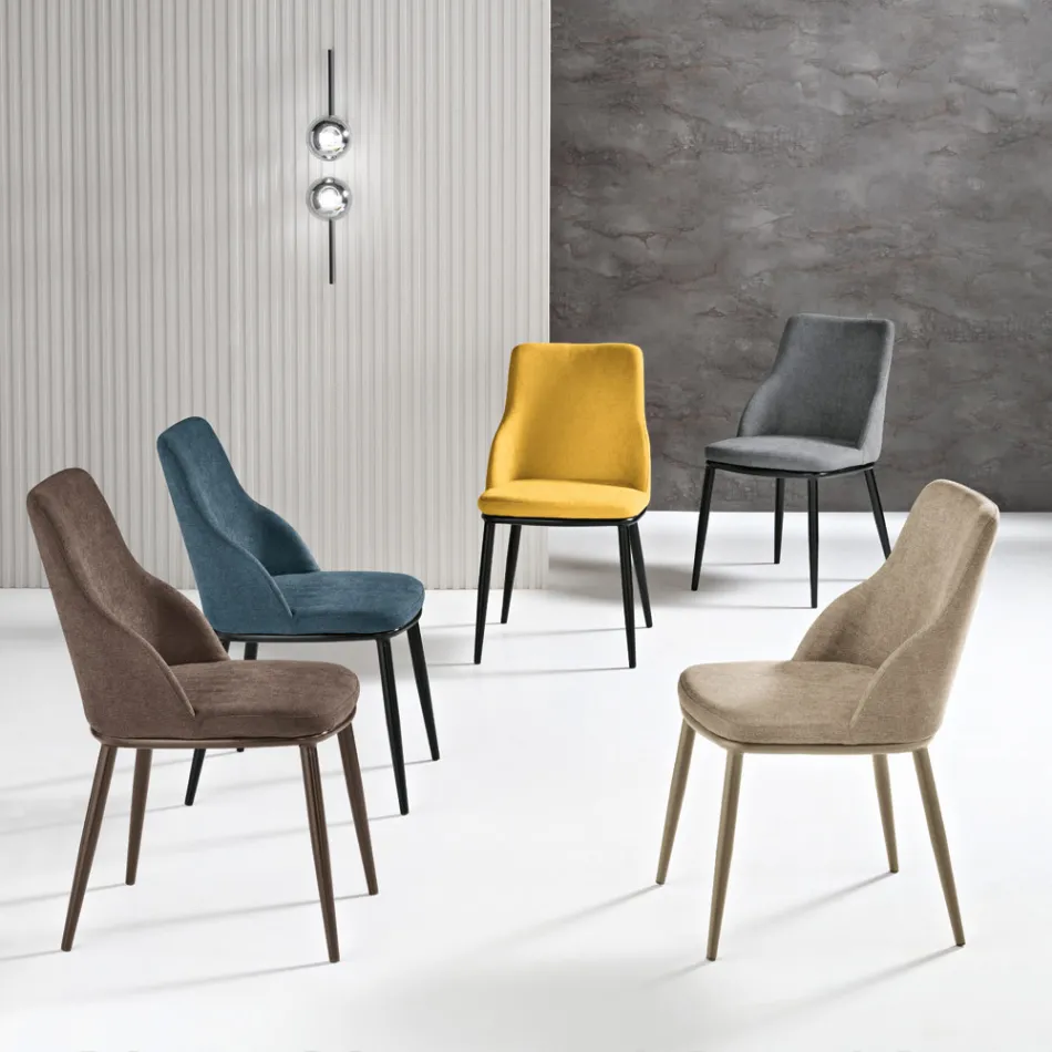 Due Sedie Imbottite con Struttura in Metallo dal Design Equilibrato - Seta Viadurini