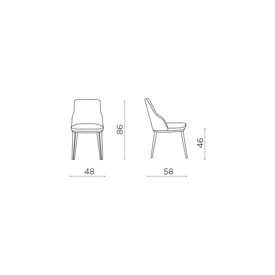 Due Sedie Imbottite con Struttura in Metallo dal Design Equilibrato - Seta Viadurini