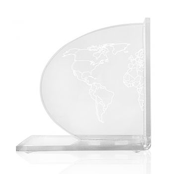 Fermalibri in Plexiglass Trasparente Design con Mappa 2 Pezzi - Aretone