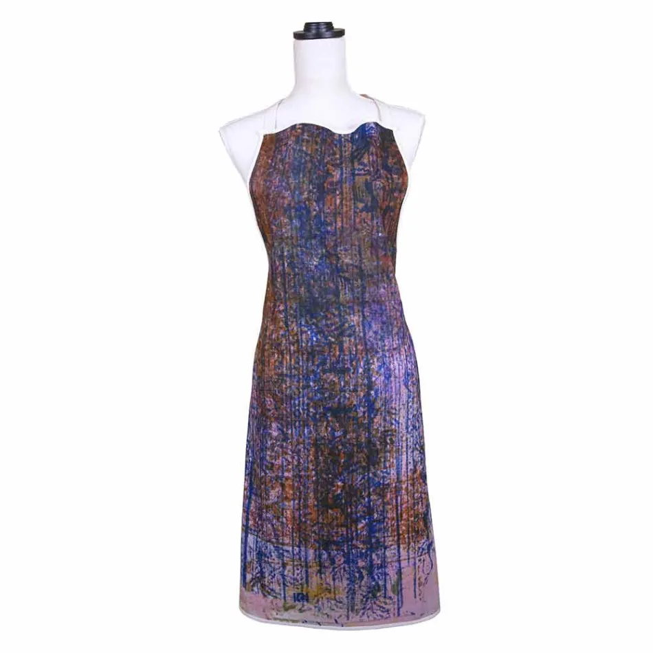 Grembiule Artigianale Stampa Realizzata a Mano Pezzo Unico in Cotone - Marchi Viadurini