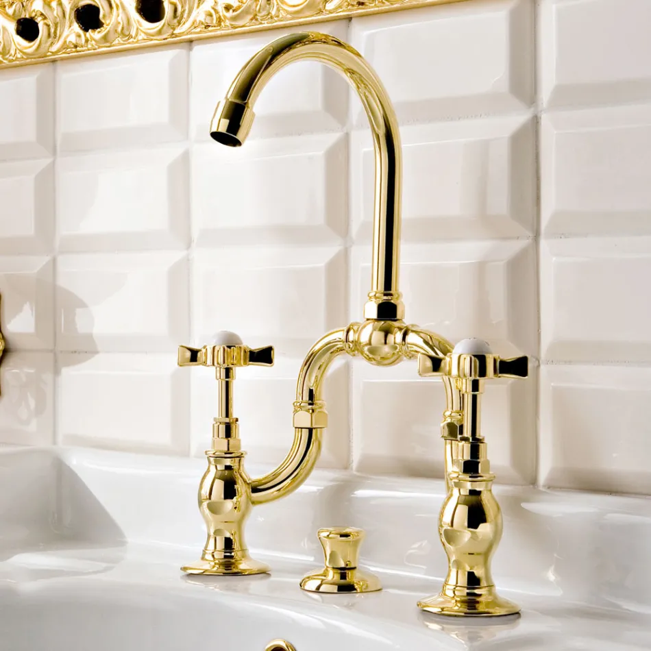 Gruppo Lavabo Vintage a Ponte di Design in Ottone Made in Italy – Katerina Viadurini