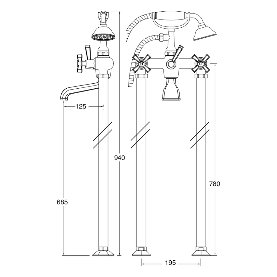 Gruppo Vasca da Pavimento in Ottone Made in Italy, Stile Vintage – Silvana Viadurini