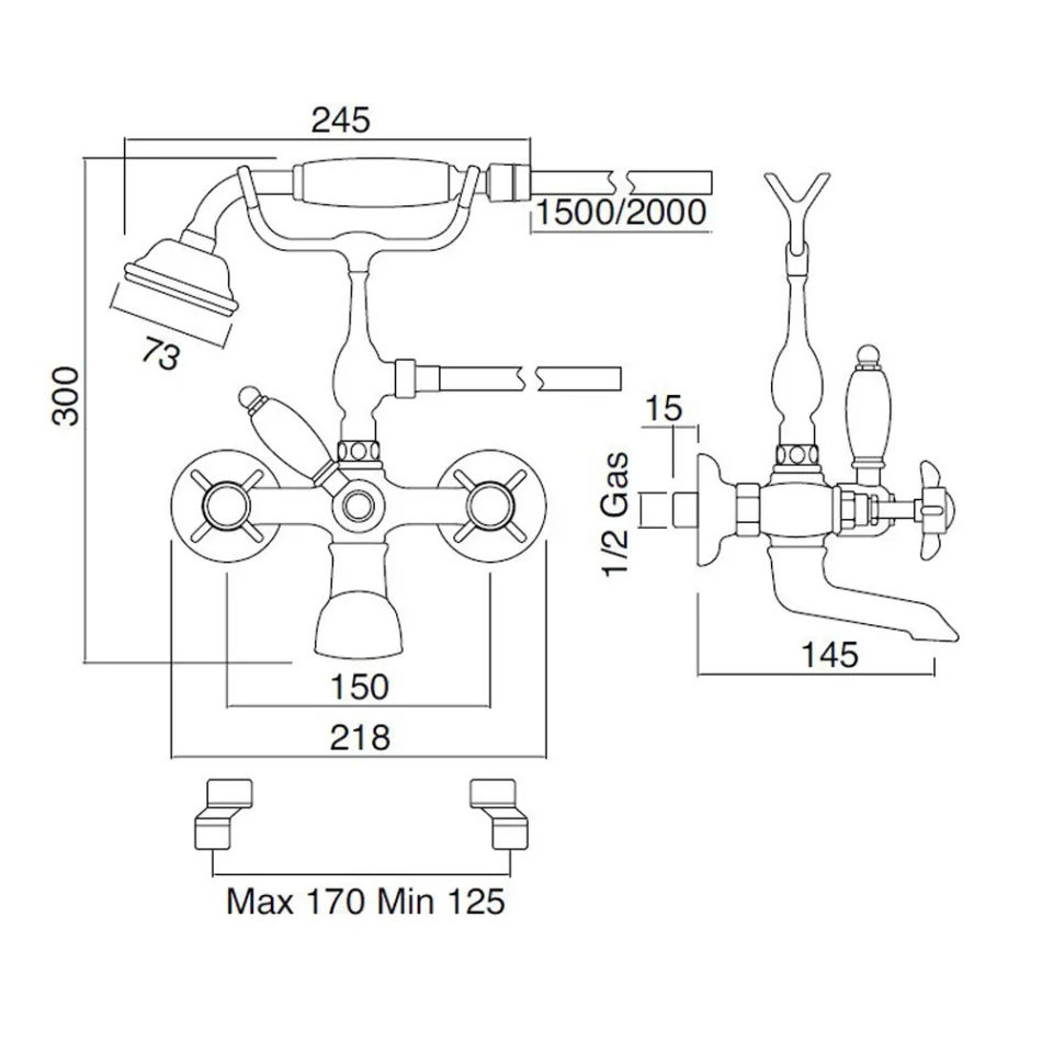Gruppo Vasca Stile Classico in Ottone e Maniglie a Farfalla - Miriano Viadurini