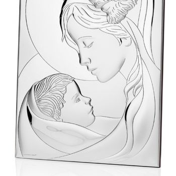 Icona Argento Sacra Famiglia Design Verticale da Tavolo 2 Misure - Famisca