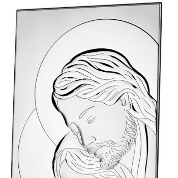 Icona Argento Sacra Famiglia Design Verticale da Tavolo 2 Misure - Famisca