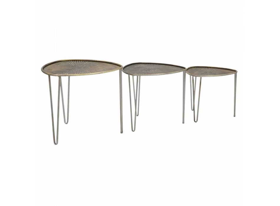 Insieme di 3 Tavolini da Salotto di Design Moderno in Ferro - Marla Viadurini